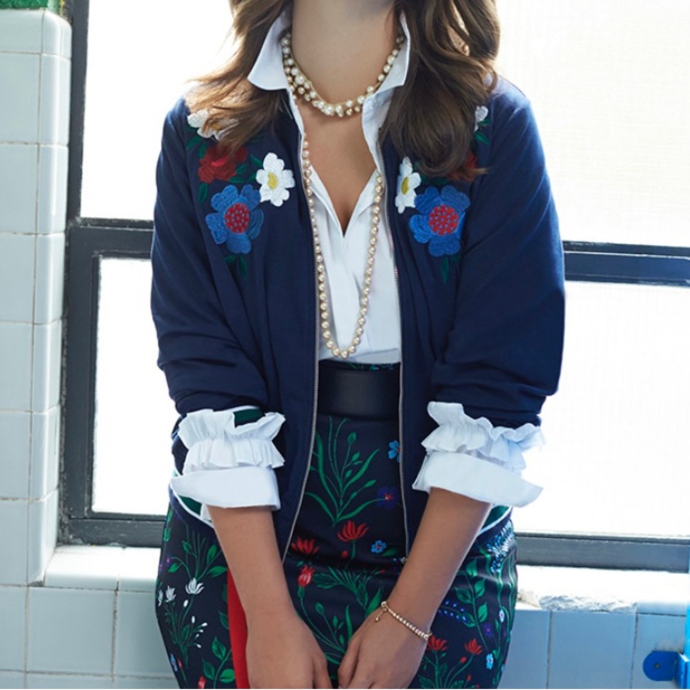 Eloquii Floral Embroidered Bomber Jacket Sz 20